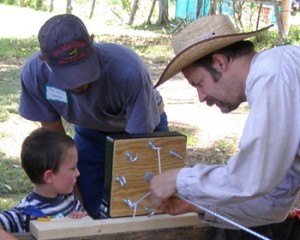 Darin making rope with cousins Dean and Troy at the Greet Ranch Centennial